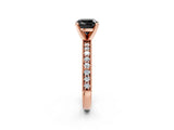Rose gold Fancy Black Cushion Cut Diamond Milgrain Pavé Engagement Ring with Four-Prong Setting_2