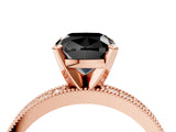 Rose gold Fancy Black Cushion Cut Diamond Milgrain Pavé Engagement Ring with Four-Prong Setting_4