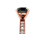 Rose gold Fancy Black Cushion Cut Diamond Milgrain Pavé Engagement Ring with Four-Prong Setting_5