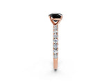 Rose gold Fancy Black Cushion Cut Diamond Pavé Band Solitaire Ring with Prong Setting_14