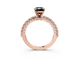 Rose gold Fancy Black Cushion Cut Diamond Pavé Band Solitaire Ring with Prong Setting_15