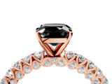 Rose gold Fancy Black Cushion Cut Diamond Pavé Band Solitaire Ring with Prong Setting_16
