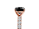 Rose gold Fancy Black Cushion Cut Diamond Pavé Band Solitaire Ring with Prong Setting_17