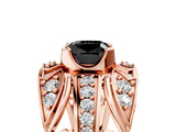 Rose gold Fancy Black Cushion Cut Diamond Pave Art Deco Split Shank Ring with Four-Prong Setting_5