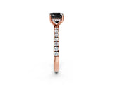 Rose gold Fancy Black Cushion Cut Diamond Pave Band Solitaire Ring with Four-Prong Setting_14
