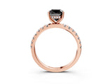 Rose gold Fancy Black Cushion Cut Diamond Pave Band Solitaire Ring with Four-Prong Setting_15