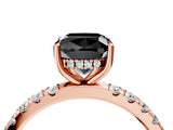 Rose gold Fancy Black Cushion Cut Diamond Pave Band Solitaire Ring with Four-Prong Setting_16