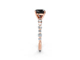 Rose gold Fancy Black Cushion Cut Diamond Prong Set Engagement Ring with Pave Band_2