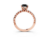 Rose gold Fancy Black Cushion Cut Diamond Prong Set Engagement Ring with Pave Band_3