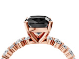 Rose gold Fancy Black Cushion Cut Diamond Prong Set Engagement Ring with Pave Band_4
