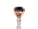 Rose gold Fancy Black Cushion Cut Diamond Prong Set Engagement Ring with Pave Band_5