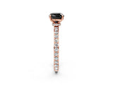 Rose gold Fancy Black Cushion Cut Diamond Ring with Pavé Band and Four-Prong Setting_2