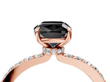 Rose gold Fancy Black Cushion Cut Diamond Ring with Pavé Band and Four-Prong Setting_4