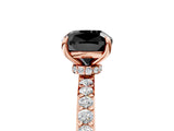 Rose gold Fancy Black Cushion Cut Diamond Ring with Pavé Band and Four-Prong Setting_5