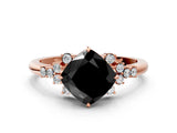 Rose gold Fancy Black Cushion Cut Diamond Ring with Side Stones and Four-Prong Setting_36