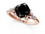 Rose gold Fancy Black Cushion Cut Diamond Ring with Side Stones and Four-Prong Setting_37