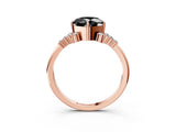 Rose gold Fancy Black Cushion Cut Diamond Ring with Side Stones and Four-Prong Setting_39