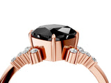 Rose gold Fancy Black Cushion Cut Diamond Ring with Side Stones and Four-Prong Setting_40