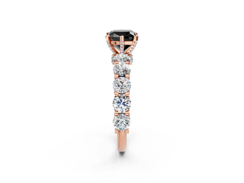 Rose gold Fancy Black Cushion Cut Diamond Side Stone Engagement Ring with Four-Prong Setting_26