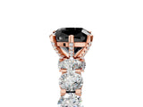 Rose gold Fancy Black Cushion Cut Diamond Side Stone Engagement Ring with Four-Prong Setting_29