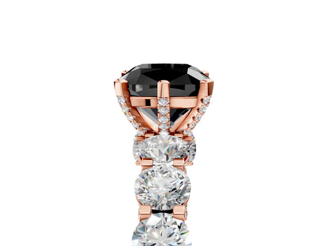 Rose gold Fancy Black Cushion Cut Diamond Side Stone Engagement Ring with Four-Prong Setting_29