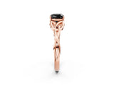 Rose gold Fancy Black Cushion Cut Diamond Solitaire Engagement Ring with Celtic Knot Band and Four-Prong Setting_2