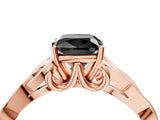 Rose gold Fancy Black Cushion Cut Diamond Solitaire Engagement Ring with Celtic Knot Band and Four-Prong Setting_4
