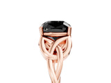 Rose gold Fancy Black Cushion Cut Diamond Solitaire Engagement Ring with Celtic Knot Band and Four-Prong Setting_5