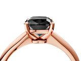 Rose gold Fancy Black Cushion Cut Diamond Solitaire Engagement Ring with Classic Band and Four-Prong Setting_16