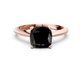 Rose gold Fancy Black Cushion Cut Diamond Solitaire Engagement Ring with Classic Band and Four-Prong Setting_24