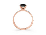 Rose gold Fancy Black Cushion Cut Diamond Solitaire Engagement Ring with Pavé Band and Prong Setting_3