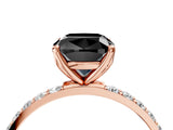 Rose gold Fancy Black Cushion Cut Diamond Solitaire Engagement Ring with Pavé Band and Prong Setting_4