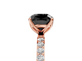 Rose gold Fancy Black Cushion Cut Diamond Solitaire Engagement Ring with Pavé Band and Prong Setting_5