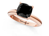Rose gold Fancy Black Cushion Cut Diamond Solitaire Engagement Ring with Round Band and Four-Prong Setting_85