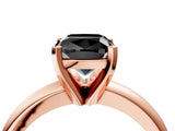 Rose gold Fancy Black Cushion Cut Diamond Solitaire Engagement Ring with Round Band and Four-Prong Setting_88