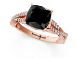 Rose gold Fancy Black Cushion Cut Diamond Solitaire Engagement Ring with Twisted Pavé Band and Four-Prong Setting_37