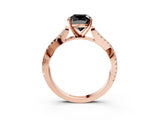 Rose gold Fancy Black Cushion Cut Diamond Solitaire Engagement Ring with Twisted Pavé Band and Four-Prong Setting_39
