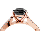 Rose gold Fancy Black Cushion Cut Diamond Solitaire Engagement Ring with Twisted Pavé Band and Four-Prong Setting_40