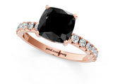 Rose gold Fancy Black Cushion Cut Diamond Solitaire Pavé Band with Four-Prong Setting_1
