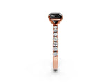 Rose gold Fancy Black Cushion Cut Diamond Solitaire Pavé Band with Four-Prong Setting_2