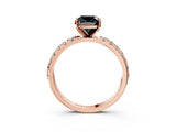 Rose gold Fancy Black Cushion Cut Diamond Solitaire Pavé Band with Four-Prong Setting_3