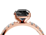 Rose gold Fancy Black Cushion Cut Diamond Solitaire Pavé Band with Four-Prong Setting_4
