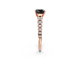 Rose gold Fancy Black Cushion Cut Diamond Solitaire Ring with Cathedral Setting and Pavé Band_2