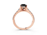 Rose gold Fancy Black Cushion Cut Diamond Solitaire Ring with Cathedral Setting and Pavé Band_3