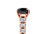 Rose gold Fancy Black Cushion Cut Diamond Solitaire Ring with Cathedral Setting and Pavé Band_5