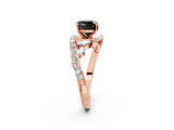 Rose gold Fancy Black Cushion Cut Diamond Solitaire Ring with Filigree Band and Four-Prong Setting_2