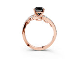 Rose gold Fancy Black Cushion Cut Diamond Solitaire Ring with Filigree Band and Four-Prong Setting_3