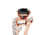 Rose gold Fancy Black Cushion Cut Diamond Solitaire Ring with Filigree Band and Four-Prong Setting_5