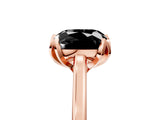 Rose gold Fancy Black Cushion Cut Diamond Solitaire Ring with Flower Prong Setting and Classic Band_17