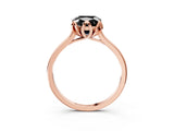Rose gold Fancy Black Cushion Cut Diamond Solitaire Ring with Flower Prong Setting and Classic Band_27